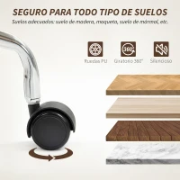 HOMCOM Silla de Escritorio Altura Ajustable con Función de Basculante y Respaldo de Ratán Sintético 60x55,5x82-90 cm Marrón(m-6)