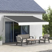 Outsunny 4 x 3(m) Electric Retractable Awning with Remote Controller, Aluminium Frame Sun Canopies for Patio Door Window(m-2)