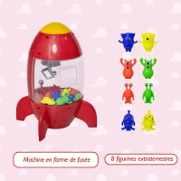 HOMCOM Candy Grabber fusée - Machine Attrape à Bonbons - Machine à Pince - Jeu de Griffe - 8 Figurines incluses - fête foraine Anniversaire - Effets Lumineux & sonores(m-5)