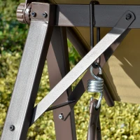 Outsunny Dondolo da Giardino 2 Posti con Tettuccio Regolabile, Struttura in Metallo e Seduta in Poliestere e Rete Traspirante, 147x125x170cm, Marrone(m-8)