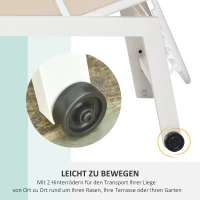 Outsunny Sonnenliege, Gartenliege, 5-stufige Rückenlehne, Aluminium, Cremeweiß, 202 x 65 x 43 cm(m-5)