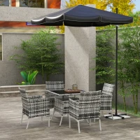 Outsunny Five-Pieces Rattan Dining Set - Mixed Grey(m-2)