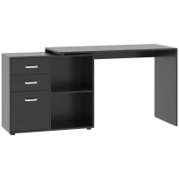 HOMCOM Eckschreibtisch Esstisch Computertisch Bürotisch Winkelschreibtisch Regal L-Form 117 x 83,5 x 76 cm, I-Form 162 x 50 x 76 cm, Schwarz, MDF+Metall(m-9)