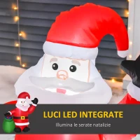 HOMCOM Babbo Natale Gonfiabile luminoso a LED in Poliestere 70 x 45 x 120cm con Ventilatore Rosso(m-4)