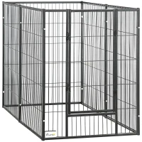 PawHut Parque para Perros de 6 Paneles Valla Metálica para Mascotas con Ancho Ajustable 82,5-150x79x101 cm Negro(m-1)