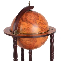 HOMCOM Bar globe terrestre Vintage déco. cartographie Vieux Monde mappemonde sur roulettes Ø 45 x 87H cm range-bouteilles et verres globe ABS châssis bois(m-5)