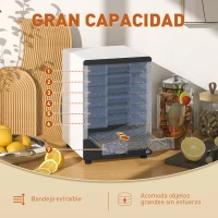 HOMCOM Deshidratador de Alimentos 350W con 7 Bandejas Temperatura Ajustable 40-70 ℃ para Frutas Golosinas para Mascotas Blanco(m-7)