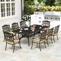 Outsunny Nine-Piece Cast Aluminium Garden Dining Set - Bronze Tone(m-8)