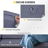 Outsunny 8-tlg. Polyrattan Gartengarnitur Gartenmöbel Garten-Set Sitzgruppe Loungeset Loungemöbel Beistelltisch als Aufbewahrungskorb Dunkelgrau Stahl + Polyester 58 x 58 x 37 cm(m-5)