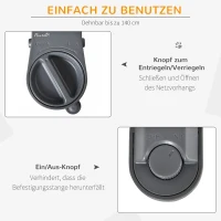 PawHut 140cm Treppenschutzgitter ausziehbar Türschutzgitter Roll einhand-bedienung Türgitter Treppenschutz Absperrgitter für Hund Türschutz Grau(m-4)