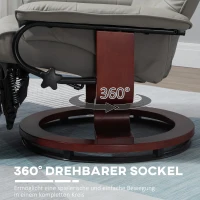 HOMCOM Relaxsessel Fernsehsessel Liegesessel Kunstleder 360° Drehstuhl 145° neigbar Grau 78 x 87 x 100 cm(m-5)