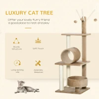 PawHut 121cm Cat Tree Tower for Indoor Cats Kitten Activity Centre Scratching Post with Bed Tunnel Perch Interactive Ball Toy Brown(m-4)