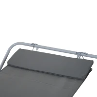HOMCOM Bain de Soleil transat de Jardin chaise longue Bascule hamac tétière inclus pour Jardin, Piscine, Terrasse dim. 212L x 130l x 60H cm Gris(m-7)