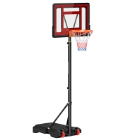 HOMCOM Canasta de Baloncesto Ajustable de 205-261 cm Aro de Baloncesto Portátil con Soporte de Acero Base Rellenable y 2 Ruedas de Transporte para Niños y Adultos Rojo Negro