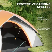 Outsunny Two Man Single Room Dome Tent, with Accessories - Orange/Grey(m-4)