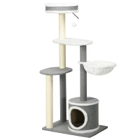 PawHut Cat Tree for Indoor Cats, Cat Tower with Scratching Posts, Multi-level Kitten Climbing Tower, 132cm(m-11)