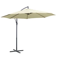 Outsunny Ombrellone Decentrato da Giardino con Base a Croce Inclusa, in Metallo e Poliestere, 3x2.5 m, Beige(m-10)