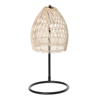 HOMCOM Lámpara de Mesa Decorativa con Pantalla de Ratán Casquillo E27 Máx. 40W para Dormitorio Salón Ø20x41 cm Natural(m-10)