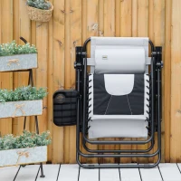 Outsunny Zero Gravity Lounger Chair, Folding Reclining Patio Chair with Padded Seat, Cup Holder, Soft Cushion and Headrest for Poolside, Camping, Light Grey(m-8)