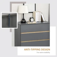 HOMCOM Drawer Chest, 3-Drawer Storage Organiser for Bedroom, Living Room, 80cmx40cmx80cm, Dark Grey(m-6)