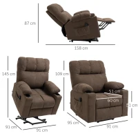 HOMCOM Electric Riser and Recliner Chair for Elderly, Power Lift Recliner Chair with Remote Control, Dark Brown(m-3)