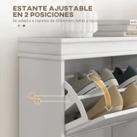 HOMCOM Zapatero Estrecho con 2 Puertas Abatibles y Estantes Ajustables para 10 Pares de Zapatos para Recibidor 54x24x82,5 cm(m-5)