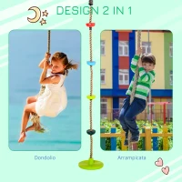 HOMCOM Corda da Arrampicata per Bambini da 3-12 Anni, per Casa e Giardino,  200x29cm(m-4)