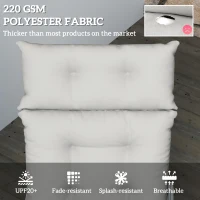 Outsunny Sun Lounger Cushions Only, 190x56x10cm Garden Lounge Chair Cushions, UPF20+ 220gsm Fabric, Thick Sunbed Replacement Pads with 6 Ties, Light Grey(m-4)