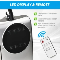 HOMCOM Ventilatore Oscillante con Nebulizzatore Deumidificatore e Telecomando 3 Modalità e Timer 12h Ф44.5cm x 135cm(m-6)