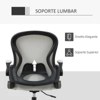 Vinsetto Silla de Dibujo Giratoria con Soporte Lumbar Reposapiés Ajustable y Reposabrazos Abatibles 59x65x102-122 cm Gris Claro(m-6)