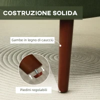 HOMCOM Poltrona Moderna Imbottita in Velluto con Cuscino Lombare, Schienale e Gambe in Legno, Verde(m-7)