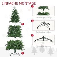 HOMCOM Weihnachtsbaum, Kunsttanne, mit Lichterkette, Standfuß, flammhemmend, Grün, Kunststoff, 86  x 86 x 180cm(m-6)