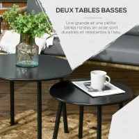 Outsunny Salon de jardin en résine tressée modulable 4 pers. 5 pièces avec 1 canapé 2 fauteuils et 2 tables basses rondes sable(m-6)
