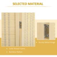 HOMCOM 4 Panel Folding Room Divider Screen, Wall Panel Privacy Furniture, Freestanding Paravent Partition Separator for Living Room, Bedroom and Office, 180 x 180cm, Natural(m-5)