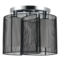 HOMCOM Plafonnier 2 lampes design contemporain filaire dim. Ø47 x 33H cm métal chromé verre toile noir(m-1)