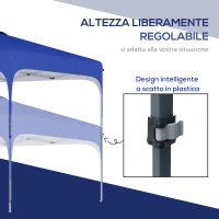 Outsunny Gazebo Pieghevole 2.5x2.5 m con Altezza Regolabile, Sacchetti di Sabbia e Borsa con Ruote, Blu(m-6)