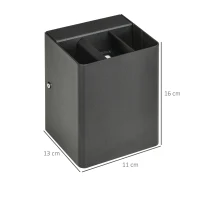 Outsunny Außenwandleuchte, verstellbarer Leuchtwinkel, 9W, 200-240V, 3000K, Aluminium, Schwarz, 11 x 13 x 16 cm(m-3)