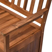 Outsunny Gartenbank Truhenbank Sitzbank mit Stauraum 2-Sitzer Holz Braun B120 x T60 x H87cm(m-9)