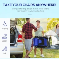 Outsunny Zero Gravity Lounger Chair Set of 2, Folding Reclining Patio Chair with Padded Seat, Cup Holder, Soft Cushion and Headrest for Poolside, Camping, Blue(m-5)