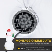Outsunny Pupazzo di Neve Gonfiabile con Luci LED da Esterno e Interno con Gonfiatore, 93x83x180cm(m-6)