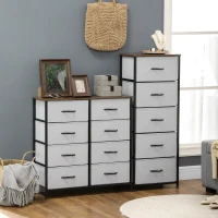 HOMCOM Fabric Chest of Drawers, Industrial Bedroom Dresser with 8 Fabric Drawers, Steel Frame and Wooden Top for Nursery, Living Room, Hallway, Grey(m-10)
