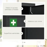 kleankin Armadietto Medicinali con 3 Mensole e Blocco con Chiavi in Acciaio, 30x14x46cm, Nero(m-6)