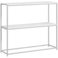 HOMCOM Mesa de Entrada con Estante Abierto y Estructura de Acero Antivuelco para Salón Pasillo 100x30x87 cm Blanco(m-1)
