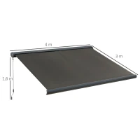 Outsunny Elektromarkise, mit Fernsteuerung, inkl. Bausatz für Montage, Metallrahmen, dunkelgrau, 4 x 3 m(m-3)