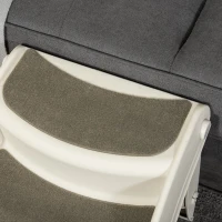 PawHut Escalera para Mascotas de 3 Peldaños Plegable Escalón para Perros Gatos para Cama Sofá 49x38x38 cm Crema(m-8)