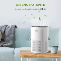 HOMCOM Purificador de Aire con Filtro HEPA de 3 Capas CADR 225 m³/h hasta 24 m² 22,7x22,7x36 cm Blanco(m-4)