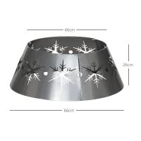 HOMCOM Christmas Tree Collar, 66cm Christmas Tree Base Cover with Hollow Snowflake Patterns, Xmas Decoration for Party, Holiday, Home, Silver(m-3)