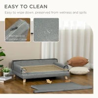 PawHut Dog Sofa, with Wooden Legs, Water-Resistant Fabric, for Medium & Large Dogs - Grey(m-5)