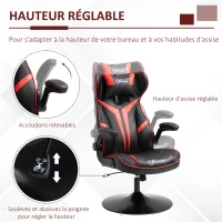 Vinsetto Fauteuil gamer chaise de jeu gaming pivotante ergonomique hauteur réglable accoudoirs revelables coussin têtière inclus(m-4)