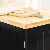 HOMCOM Desserte ilot de cuisine multi-rangements 1 tiroir 2 placards 3 portes avec étagère porte-torchons bois d'hévéa noir(m-7)